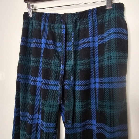 Men's Fleece Plaid Pajama Bottoms | Size M | Blue, Black, Green - Picture 15 of 16